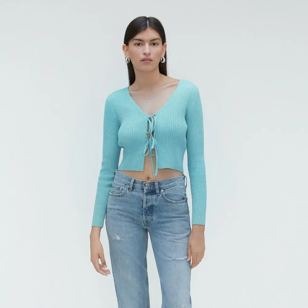 Everlane The Cotton-merino Front-tie‎ Top